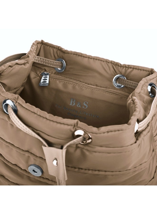 B.S COLLECTION Women's Backpack in Soft Fabric Waterproof Quilted Design Cafe BEE BACKPACK - Image 3